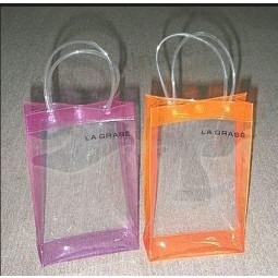 Customized high quality Fashion Hit Color Transparent Waterproof Button PVC Handbag