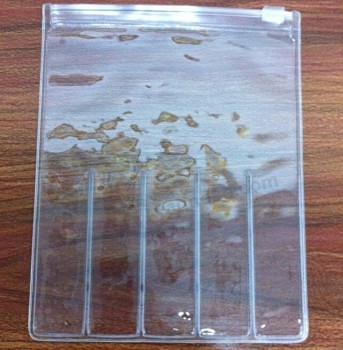 Personnalisé de haute qualité en plastique transparent fermeture à glissière sac portable Pvc papeterie suspendus trou sac