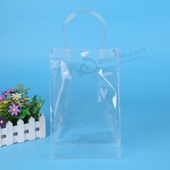 Personalizado de alta qualidade saco de presente de vinho transparente de plástico duplo suporte saco de vinho PVC