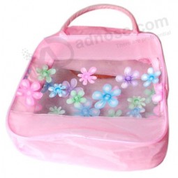 Customized high quality Flower Printing Colorful PVC Handle Bag