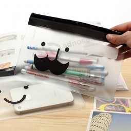 Customized high quality Clear PVC Ziplock Stationery Pencil Bag