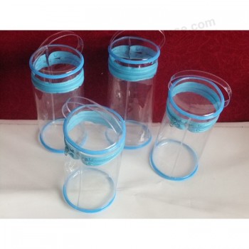 Wholesale Customized high-end Eco-Friendly Clear PVC Cylinder Zipper Gift Bag with Handle