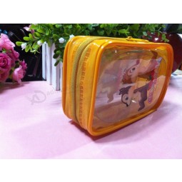 Customized high quality Eco- Fridenly Custom Printing Cute Yellow PVC Bag with Piping
