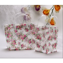 Aangepaste hoge kwaliteit Pvc transparante cosmetische zak bloemen geschenk tas