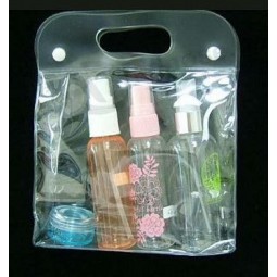 Wholesale Customized high quality Eco-Friendly Clear Plastic PVC Cosmetic Bag with Buttons