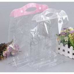 Wholesale Customized high quality Green Transparent PVC Buckle Plastic Bags Gift Bag Handbag