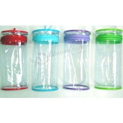 Wholesale Customized high quality Promotional Transparent Cylinder Shape PVC Zipper Handle Bag