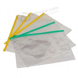 Atacado personalizado de alta qualidade transparente PVC zipper saco de documentos