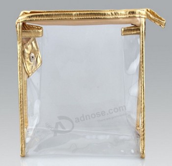 Wholesale Customized high quality Clear Fashion Durable PVC Side Gusset Bag with Zipper for Cosmetics