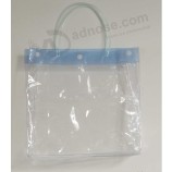 Customized high-end Eco-Friendly Clear PVC Shopping Packaging Bag with Button Closure Handbags