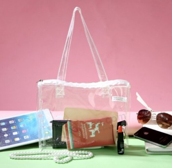 Alto personalizado-Final grosso transparente PVC portáteis make-up handbags