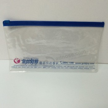Alto personalizado-Fim oem saco plástico transparente do zíper do PVC do zíper plástico