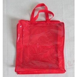 卸売カスタマイズ高-ハンドル付きのOEMプラスチックジッパーPvc寝具バッグを終了します