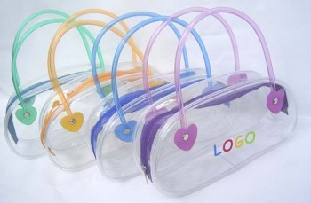 도매 사용자 정의 고품질 oem 높은 품질 투명 한 Pvc 지퍼 가방 핸들
