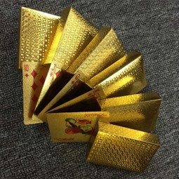 24K Naipes de plástico de oro póquer con diseño personalizado