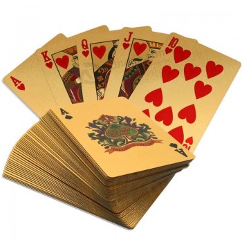 24K cartes à jouer en plastique feuille d'or