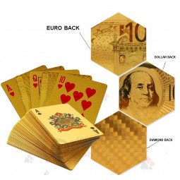 24K carte da gioco in lamina d'oro in plastica