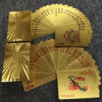 24K gold foil PVC cartas de jogar poker de plástico