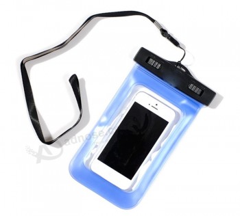 Atacado personalizado alta qualidade à prova d 'água bolsa para telefone celular, saco de PVC à prova d' água móvel com alça de pescoço