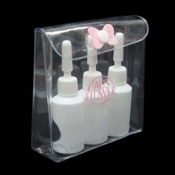 Wholesale Customized high quality Beauty Transparent PVC Cosmetic Pouch with Button Closure