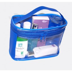 Wholesale Customized high quality Recyclable Transparent PVC Handle Travel Cosmetic Case