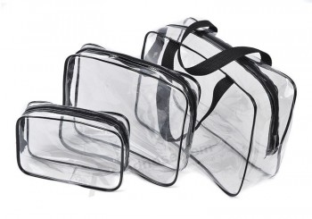 Atacado personalizado de alta qualidade vFima quente clássico personalizado PVC zipper sacos de cosméticos bolsas