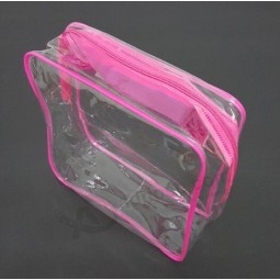 Maßgeschneiderte hochwertige PVC-Kosmetik drei-Kundenspezifischer rosafarbener Plastikbeutel der dimensionalen Tasche