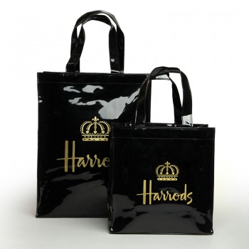 Personalizado de alta qualidade durável saco preto PVC saco de compras hangbags