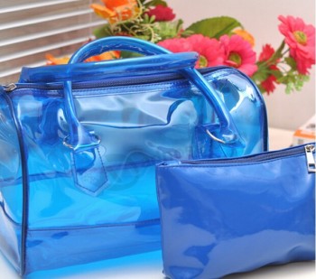 Personalizado Cloruro de polivinilo bolsa de lavado bolsa de viaje portátil bolsa impermeable transparente bolsa de cosméticos de alta calidad