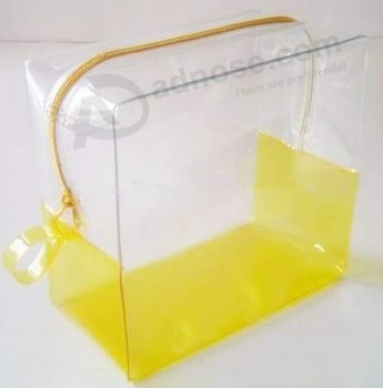 批发定制高-结束大容量透明拼接拉链PVC袋