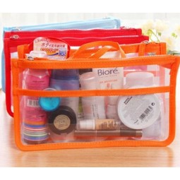 Wholesale customized high-end Color Multi-Layer Grid PVC Toiletry Bag