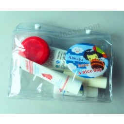 Customized high-end PVC Transparent Button Make-up Toiletry Bag