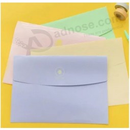 Customized high-end Environmental Protection and Durable Solid Color Button PVC File Bag