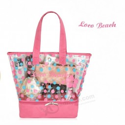 Customized high-end OEM Durable Custom Print Candy Color PVC Handle Tote Bag