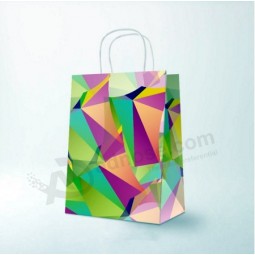 Customized White Kraft Paper Gift Shopping Bag with Twisted Handle