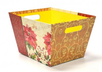 花卉印花纸质储物盒带手柄
