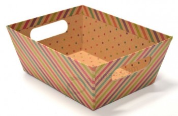 Caixa de preSente de embalaGenS de papel kraft de liStraS com alça
