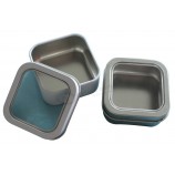 8 Ounce Square Seamless Tin with Window Cover Custom