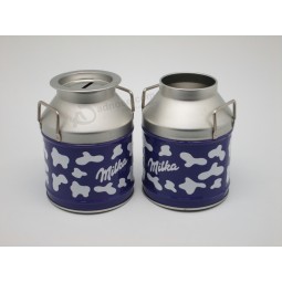 Custom Milk Bottle Water Jug Shape Tin Box with Two Handles