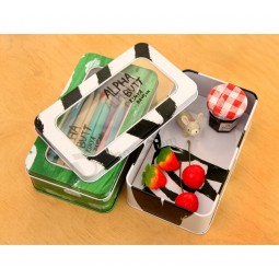 Custom Double-Decked Stationery Tin Case with Window