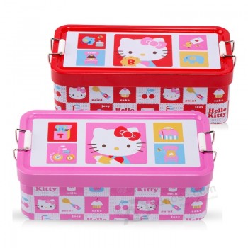 Double-Decked Stationery Tin Case Metal Pencil Box Custom