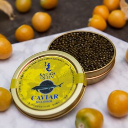50g, 125g, 250g Caviar Tin Cans with Golden Varnish Vacuum Packaging