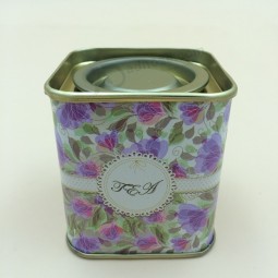 Square Caddy Tea Tins Metal Cans Custom