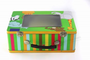 оловянная коробка с ручкой и прозрачным окном