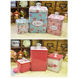 Cake Biscuits Sweets Candy Chocolate Tin Box with Crystal Handles