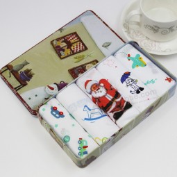 Christmas Gift Tin Box of Handkerchief and Scarf