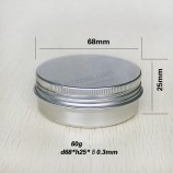 Vente en Gros 60G vis pot d'Uneluminium en Uneluminium pour lUne crème, bUneume à lèvres, cire pour les cheveux, bouGie, épices