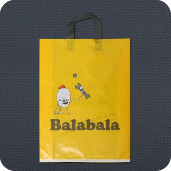 Customized high-end Plastic Promotional Shopping Bag with Soft-Loop Handle