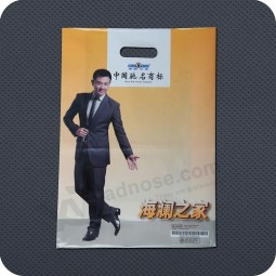 Customized high-end Printed Plastic Shopping Bag with Die Cut Handle and Square Bottom