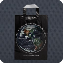 Customized high-end Printed Plastic Shopping Bag with Soft-Loop Handle